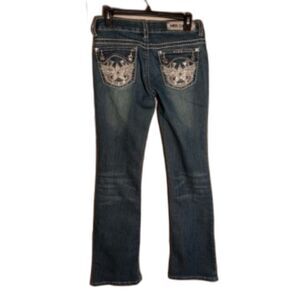 Miss Chic Women's Size 3 Rhinestone Bootcut Blue Jeans